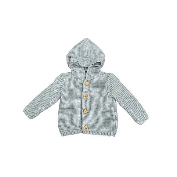 Baby Hooded Cardigan Sweater 6m Organic Cotton Knit By Little Planet